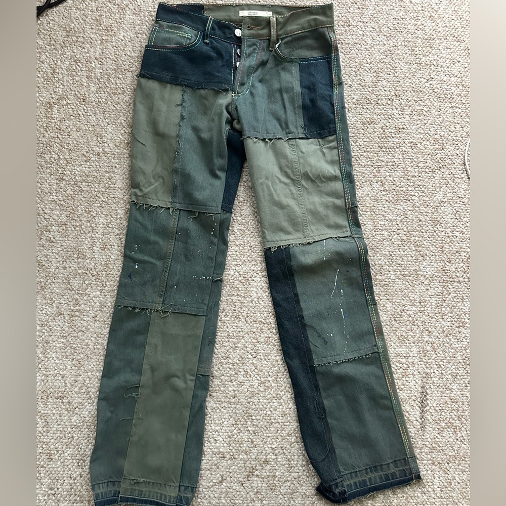 (di)vision patchwork design straight leg jeans size 25
